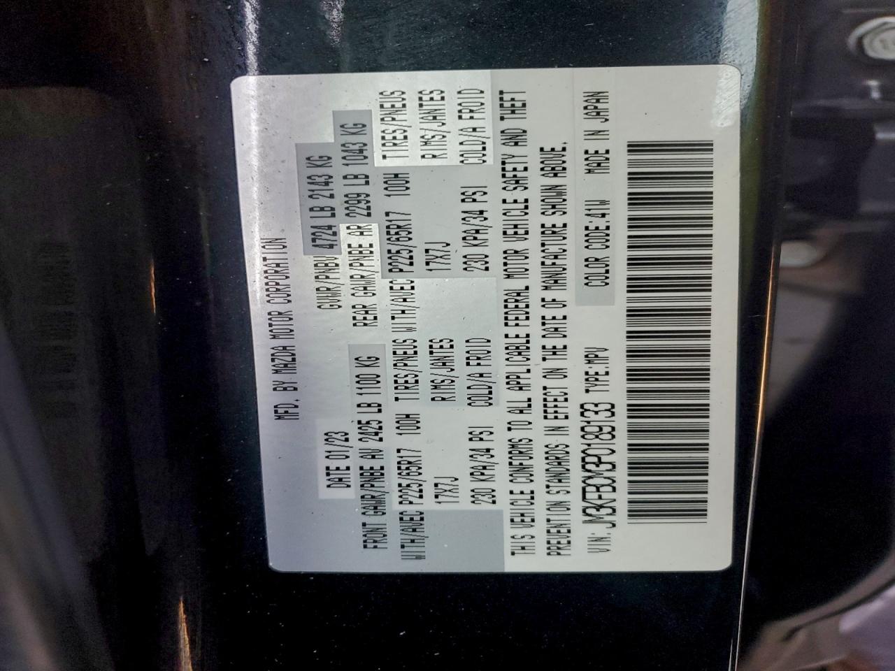 2023 Mazda Cx-5 Preferred VIN: JM3KFBCM3P0189133 Lot: 93620625