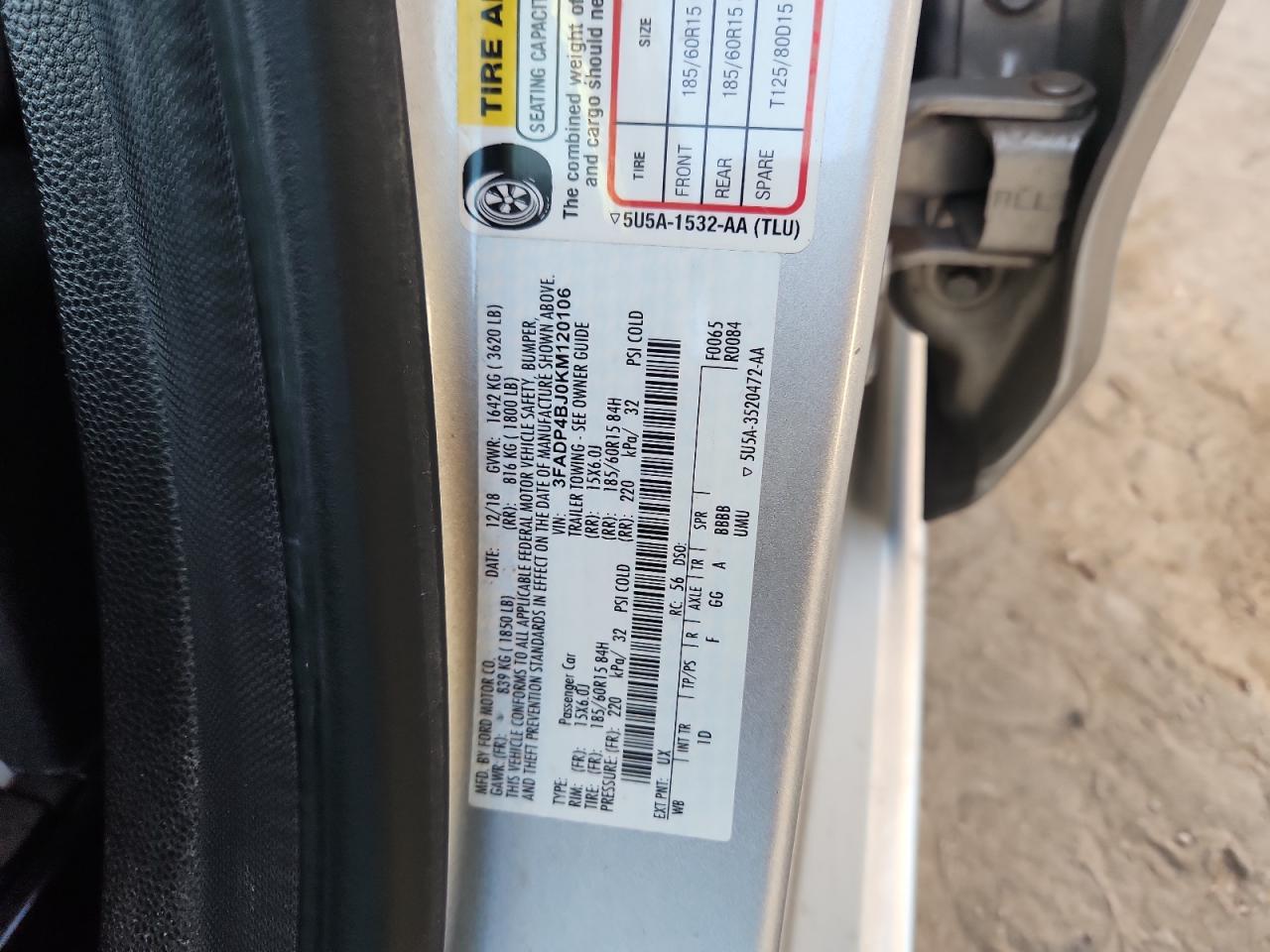 2019 Ford Fiesta Se VIN: 3FADP4BJ0KM120106 Lot: 90947195