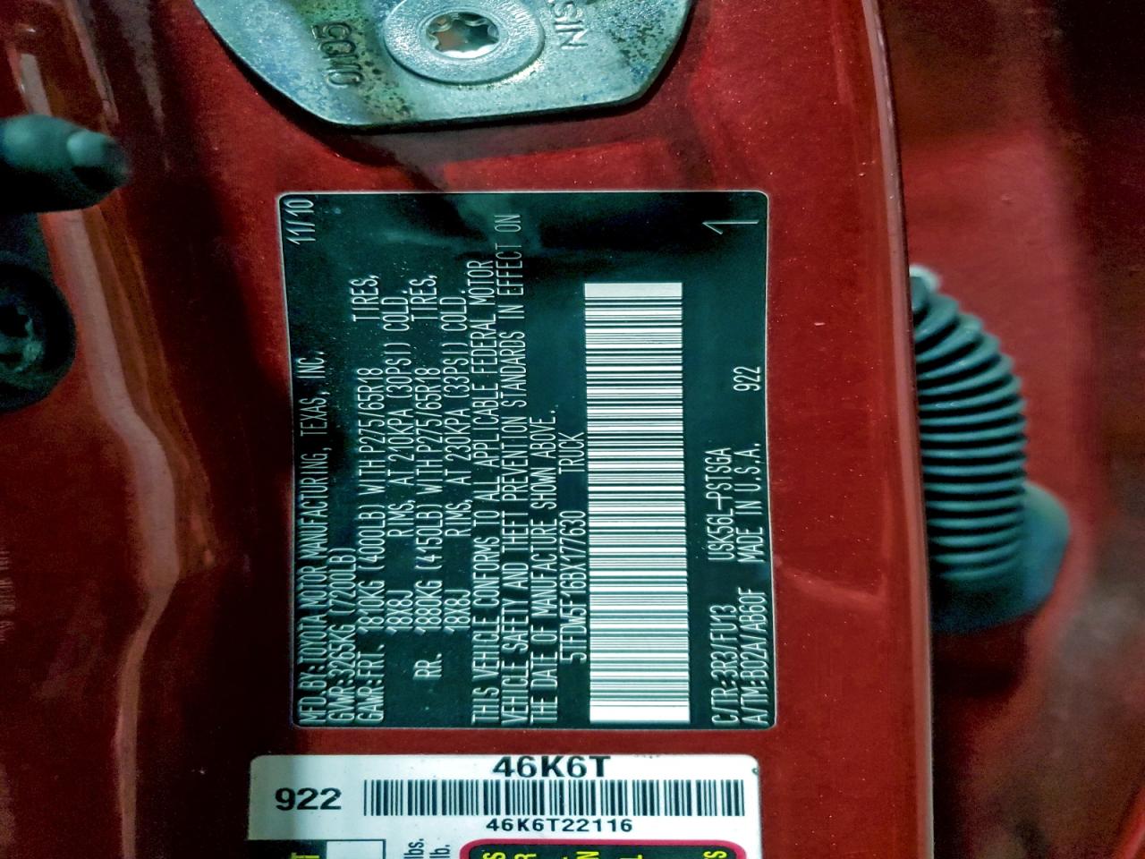 2011 Toyota Tundra Crewmax Sr5 VIN: 5TFDW5F16BX177630 Lot: 94417385