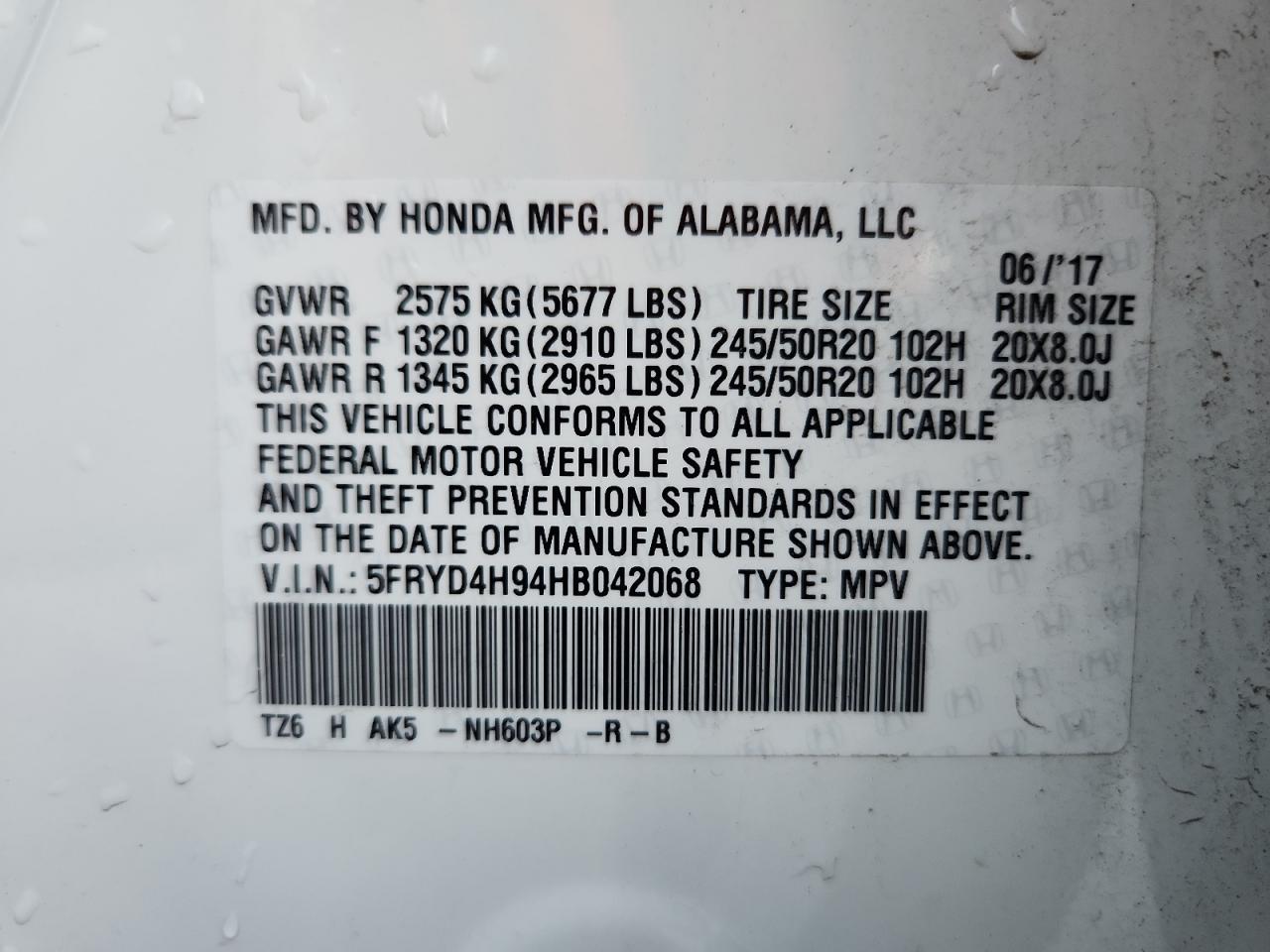 2017 Acura Mdx Advance VIN: 5FRYD4H94HB042068 Lot: 92444125