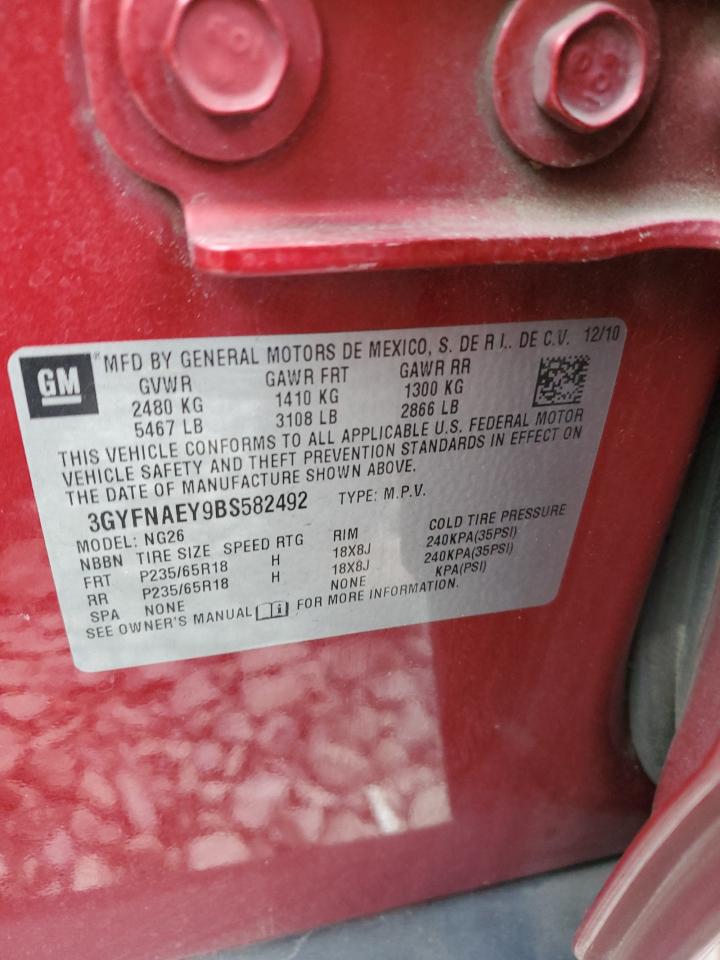 2011 Cadillac Srx Luxury Collection VIN: 3GYFNAEY9BS582492 Lot: 92381315