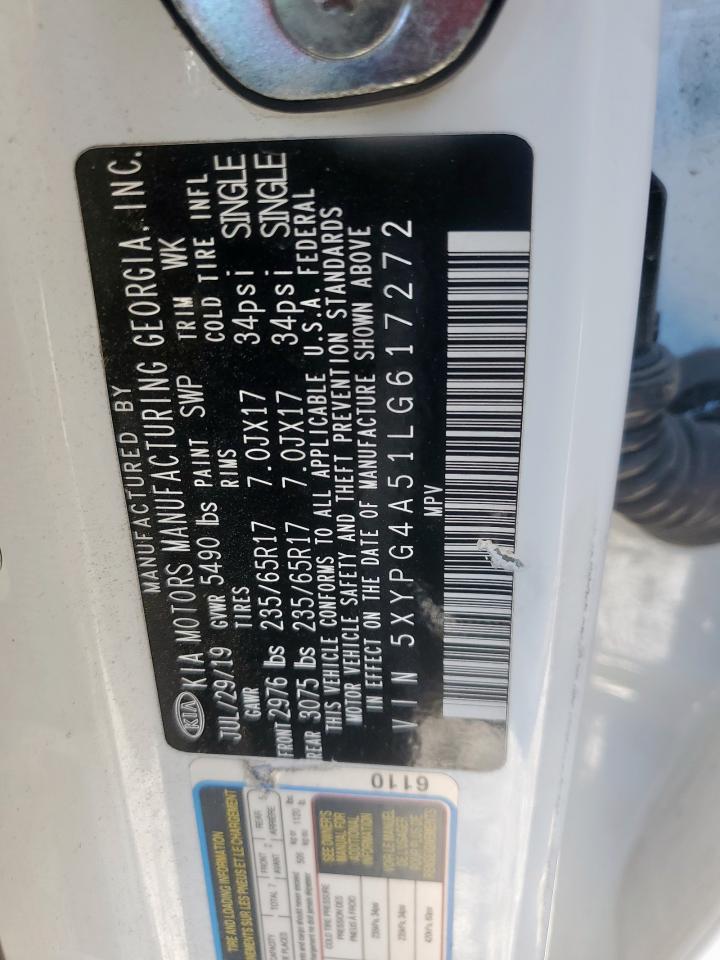 2020 Kia Sorento S VIN: 5XYPG4A51LG617272 Lot: 92418095