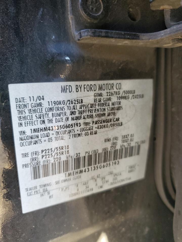 2005 Mercury Montego Premier VIN: 1MEHM43135G605193 Lot: 91696185