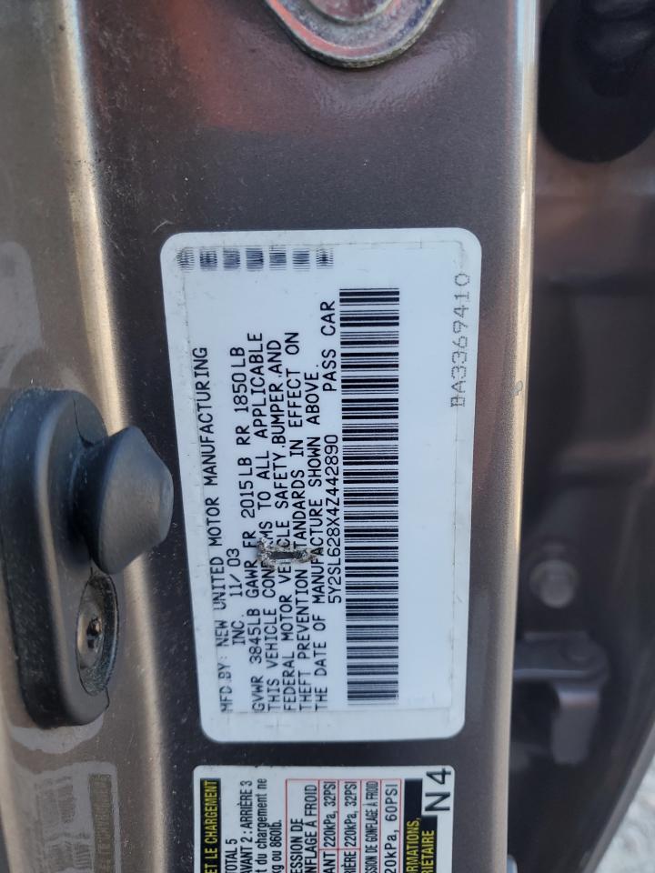 2004 Pontiac Vibe VIN: 5Y2SL628X4Z442890 Lot: 92642945