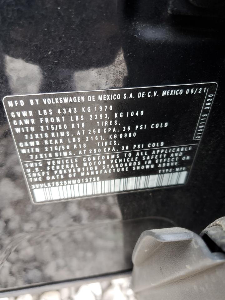 2022 Volkswagen Taos Se Iq Drive VIN: 3VVLX7B25NM013736 Lot: 93857875