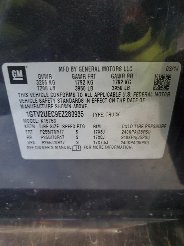 2014 GMC Sierra K1500 Sle VIN: 1GTV2UEC9EZ280935 Lot: 85368655