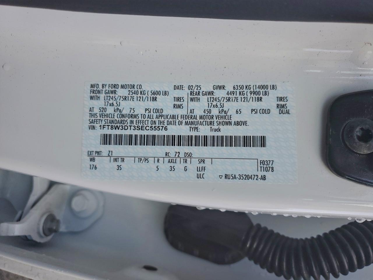 2025 Ford F350 Super Duty VIN: 1FT8W3DT3SEC55576 Lot: 92457045