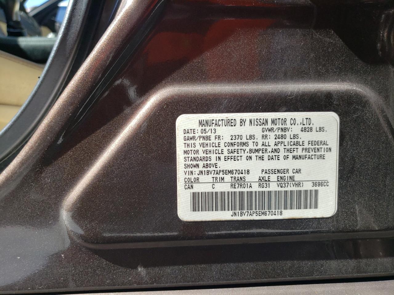 2014 Infiniti Q50 Base VIN: JN1BV7AP5EM670418 Lot: 92661305