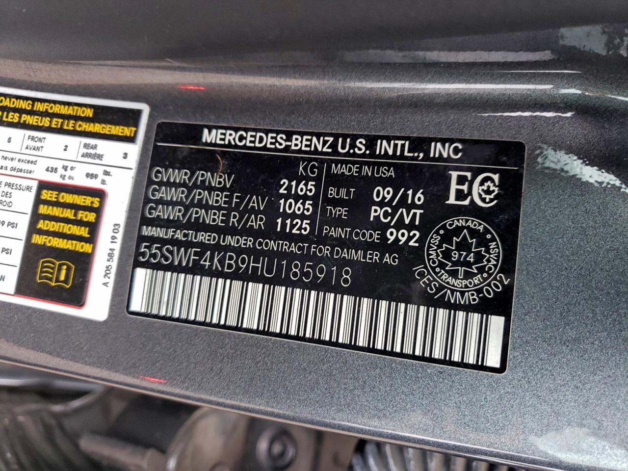 2017 Mercedes-Benz C 300 4Matic VIN: 55SWF4KB9HU185918 Lot: 94815125