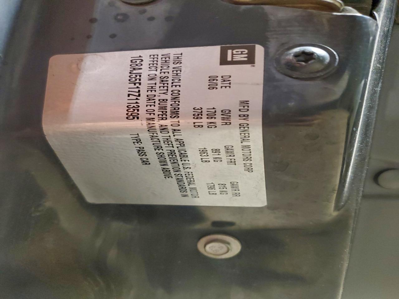 2007 Saturn Ion Level 2 VIN: 1G8AJ55F17Z113595 Lot: 94279025