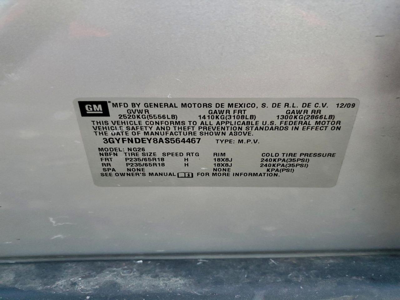 2010 Cadillac Srx Luxury Collection VIN: 3GYFNDEY8AS564467 Lot: 94661835