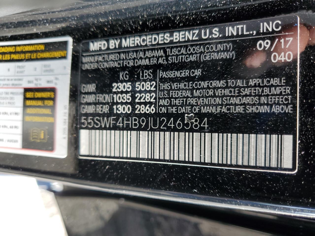 2018 Mercedes-Benz C 350E VIN: 55SWF4HB9JU246584 Lot: 90898545