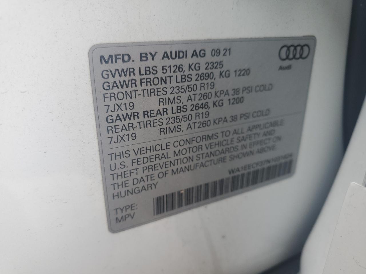 2022 Audi Q3 Premium Plus S Line 45 VIN: WA1EECF37N1031624 Lot: 90133655