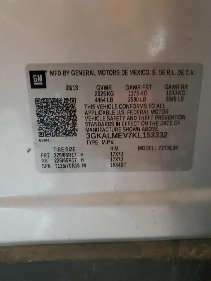 2019 GMC Terrain Sle VIN: 3GKALMEV7KL153332 Lot: 91289815