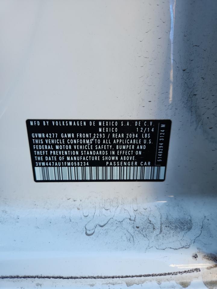 2015 Volkswagen Gti VIN: 3VW447AU1FM058234 Lot: 92723175