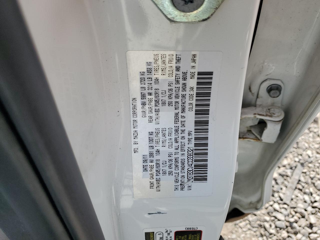 2012 Mazda Cx-9 VIN: JM3TB3CV4C0338321 Lot: 91664475