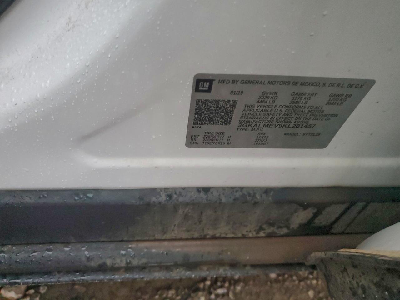 2019 GMC Terrain Sle VIN: 3GKALMEV9KL281457 Lot: 92838475