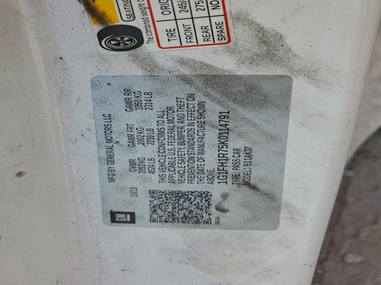 2019 Chevrolet Camaro Ss VIN: 1G1FH1R75K0114791 Lot: 93519485