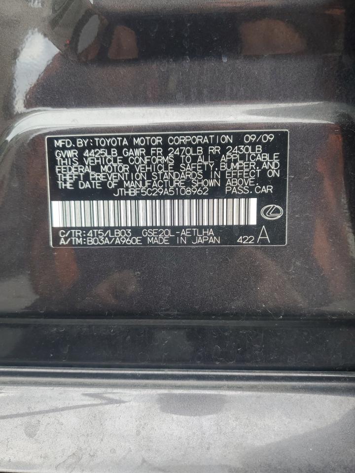 2010 Lexus Is 250 VIN: JTHBF5C29A5108962 Lot: 93103415