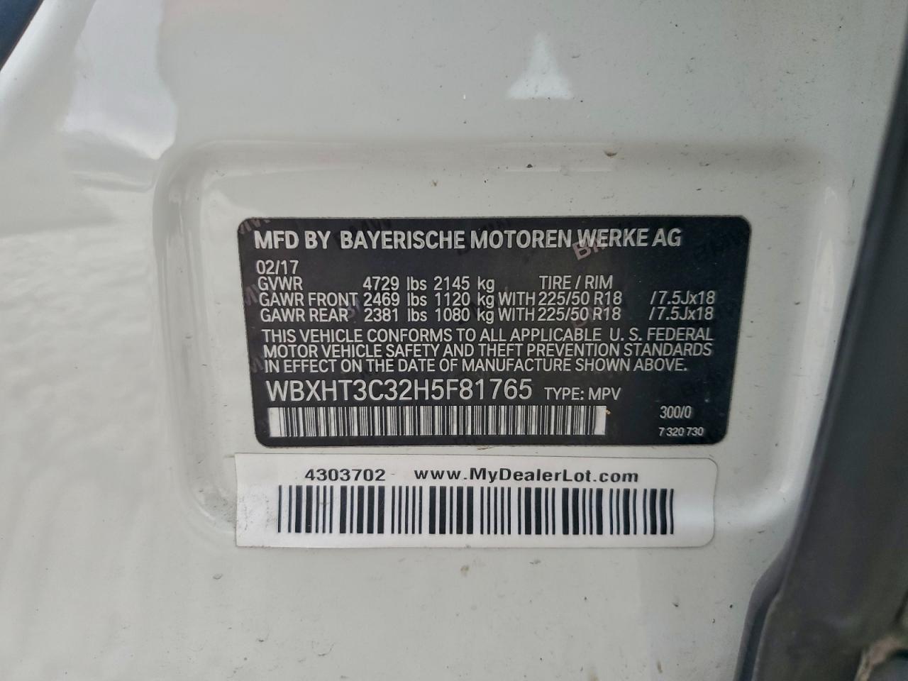 2017 BMW X1 xDrive28I VIN: WBXHT3C32H5F81765 Lot: 93778935