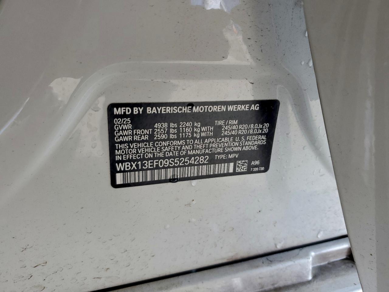 2025 BMW X1 M35I VIN: WBX13EF09S5254282 Lot: 94467735