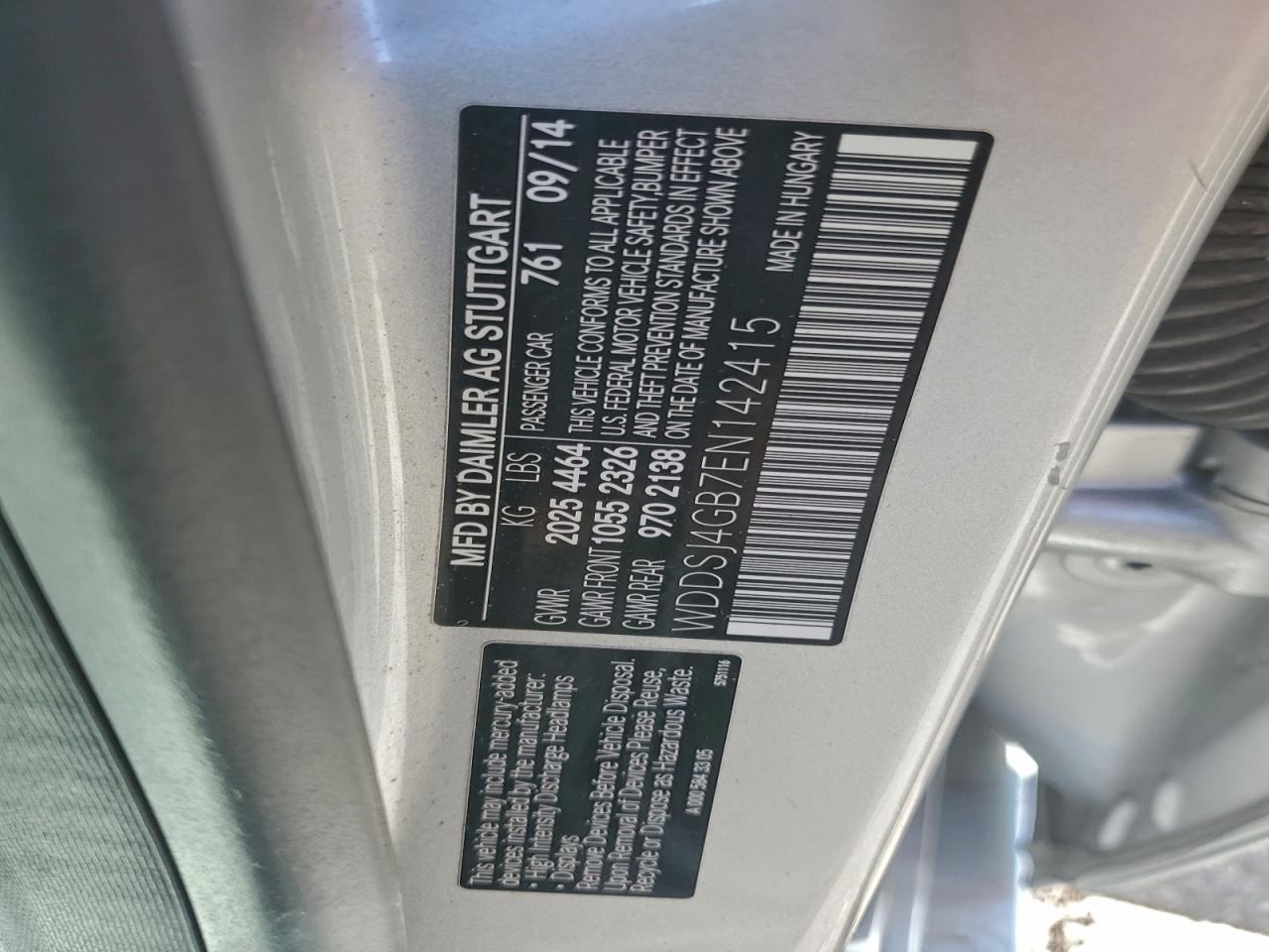 2014 Mercedes-Benz Cla 250 4Matic VIN: WDDSJ4GB7EN142415 Lot: 94520115