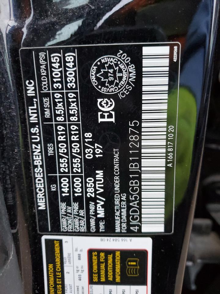 2018 Mercedes-Benz Gle 400 4Matic VIN: 4JGDA5GB1JB112875 Lot: 85817015