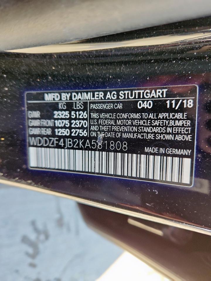 2019 Mercedes-Benz E 300 VIN: WDDZF4JB2KA581808 Lot: 92066045