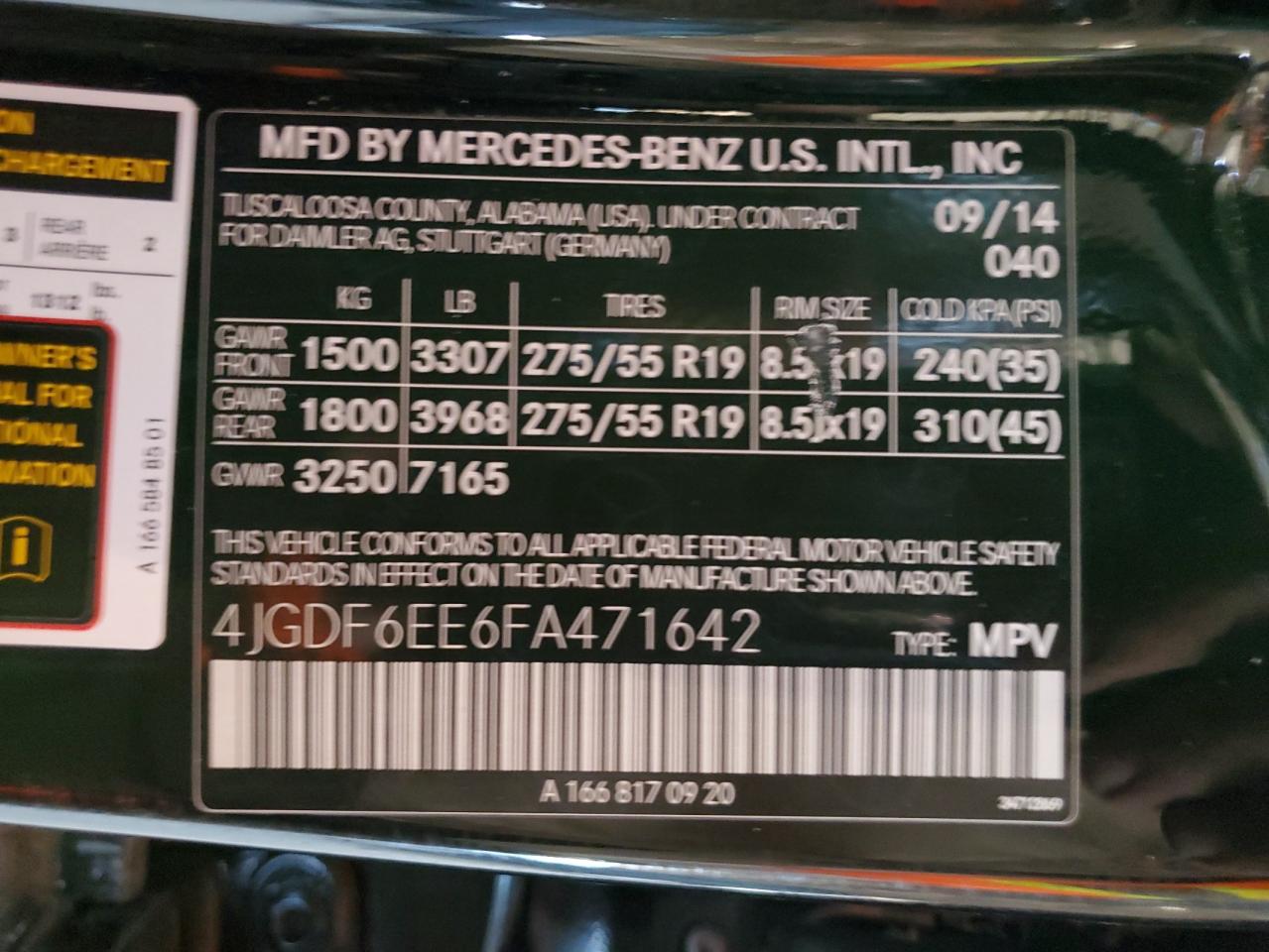 2015 Mercedes-Benz Gl 450 4Matic VIN: 4JGDF6EE6FA471642 Lot: 91695135