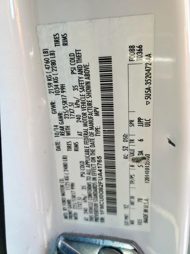 2015 Ford Escape Se VIN: 1FMCU0G92FUA41765 Lot: 90849875