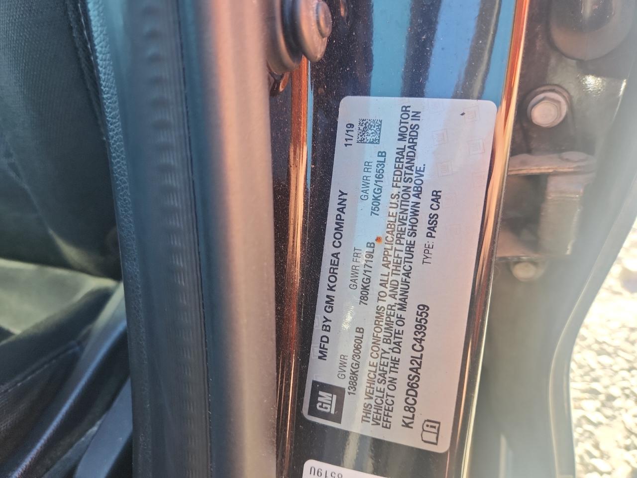 2020 Chevrolet Spark 1Lt VIN: KL8CD6SA2LC439559 Lot: 92799145