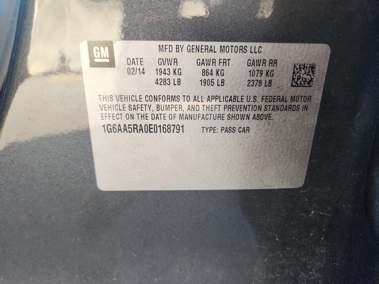 2014 Cadillac Ats VIN: 1G6AA5RA0E0168791 Lot: 93059945