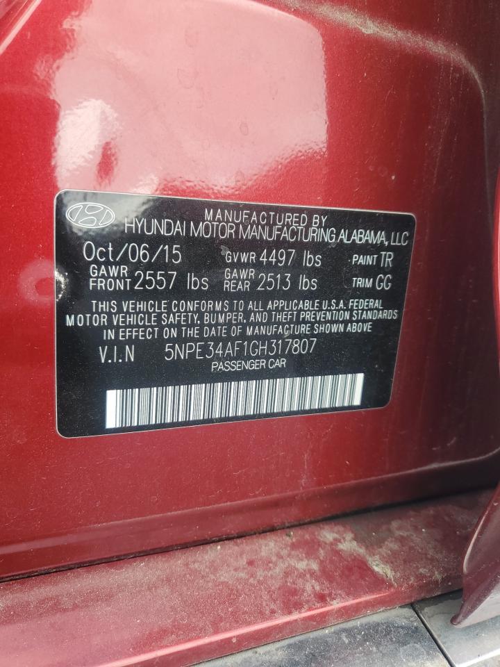 2016 Hyundai Sonata Sport VIN: 5NPE34AF1GH317807 Lot: 93869795