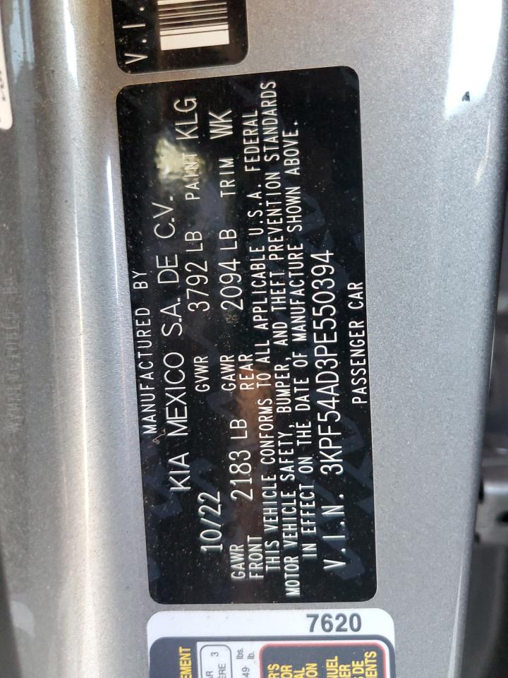 2023 Kia Forte Gt Line VIN: 3KPF54AD3PE550394 Lot: 91135595