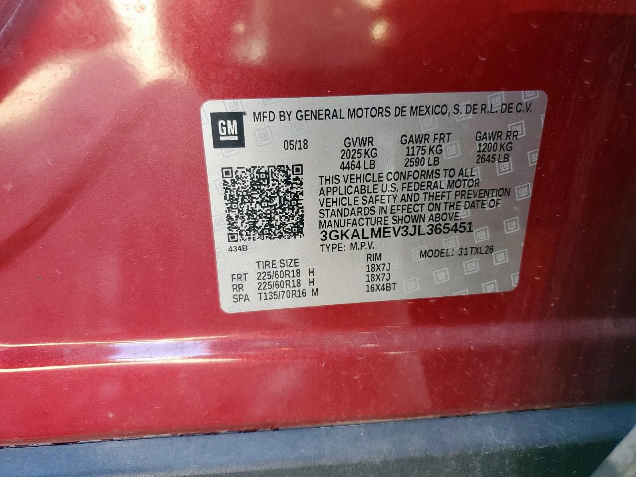 2018 GMC Terrain Sle VIN: 3GKALMEV3JL365451 Lot: 92454055