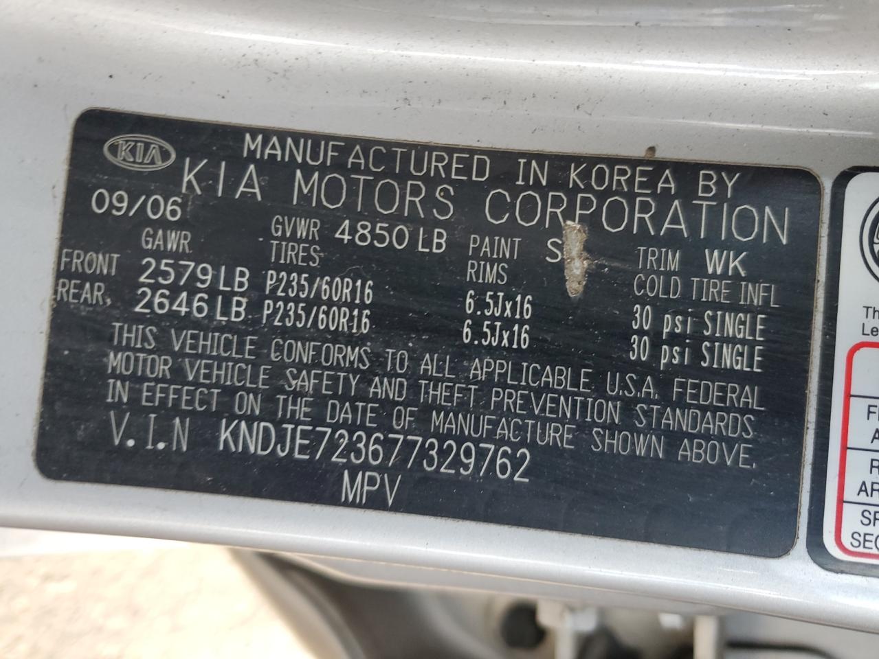 2007 Kia Sportage Ex VIN: KNDJE723677329762 Lot: 92990435