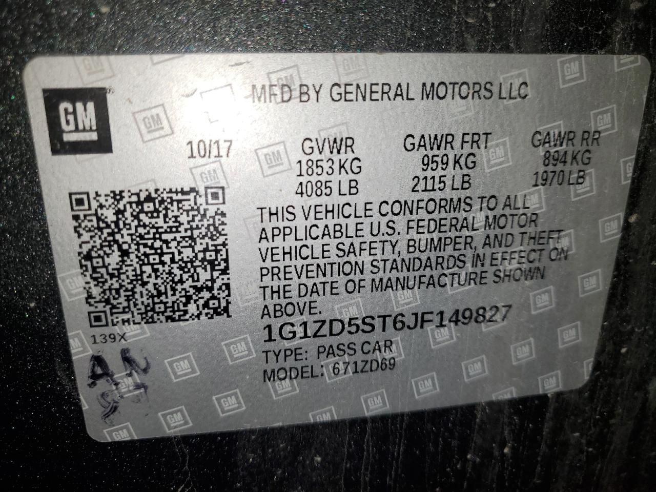 2018 Chevrolet Malibu Lt VIN: 1G1ZD5ST6JF149827 Lot: 92879295