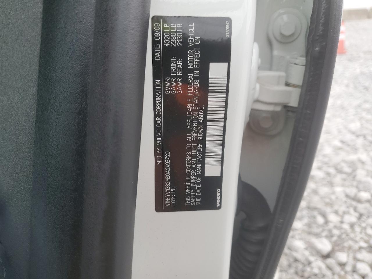 2010 Volvo S40 2.4I VIN: YV1382MS0A2495720 Lot: 92626875