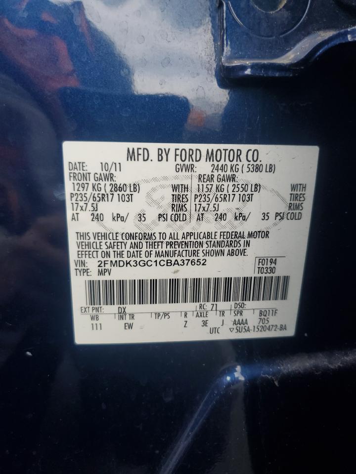 2012 Ford Edge Se VIN: 2FMDK3GC1CBA37652 Lot: 93356135