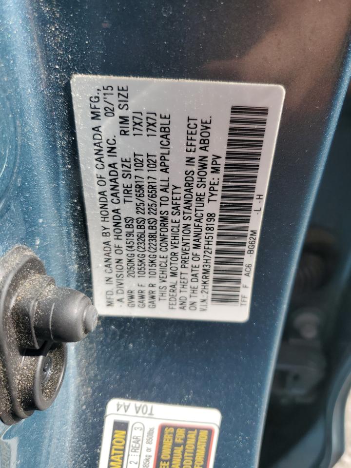 2015 Honda Cr-V Exl VIN: 2HKRM3H72FH518198 Lot: 90306645