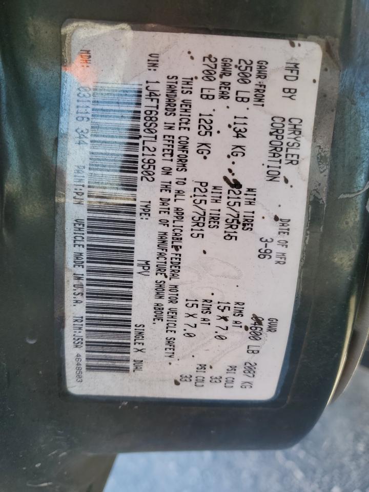 1996 Jeep Cherokee Sport VIN: 1J4FT68S0TL219502 Lot: 92505625