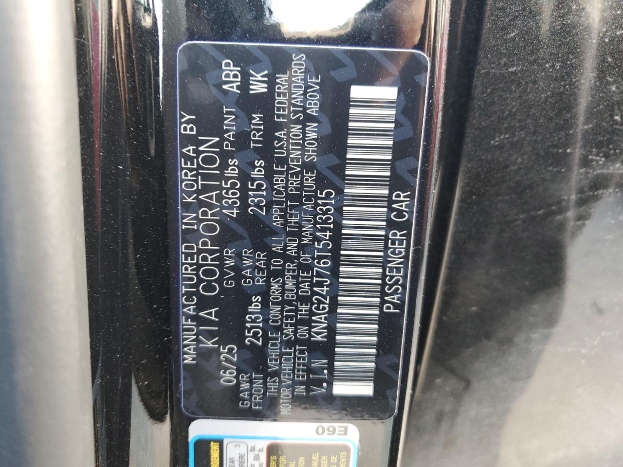 2026 Kia K5 Lxs VIN: KNAG24J76T5413315 Lot: 91434845