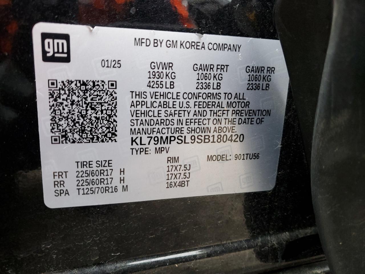 2025 Chevrolet Trailblazer Lt VIN: KL79MPSL9SB180420 Lot: 93514545