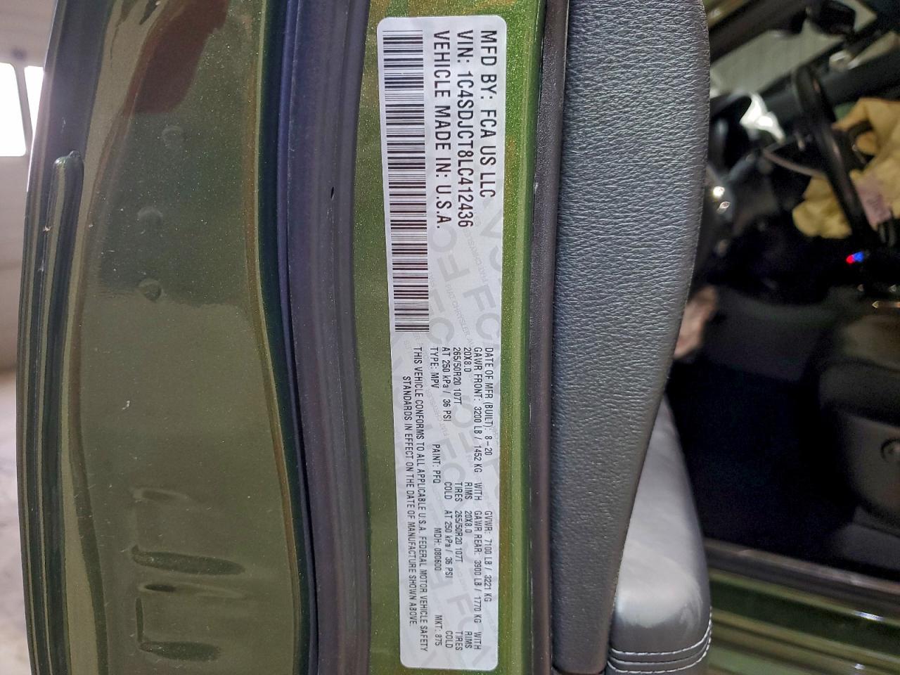 2020 Dodge Durango R/T VIN: 1C4SDJCT8LC412436 Lot: 93835475