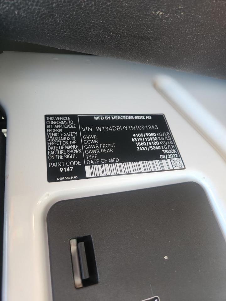 2022 Mercedes Benz Sprinter 2500 Utility / Service Van VIN: W1Y4DBHY1NT091843 Lot: 92477135