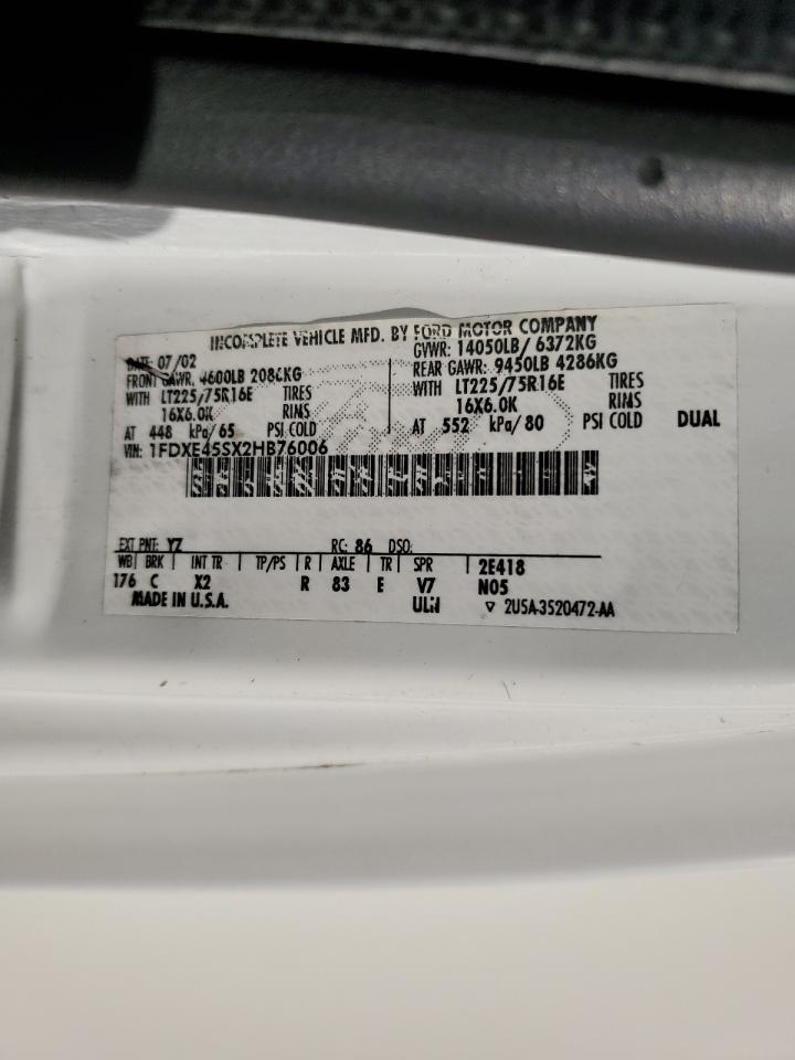 2002 Ford Econoline - Bus VIN: 1FDXE45SX2HB76006 Lot: 92269675