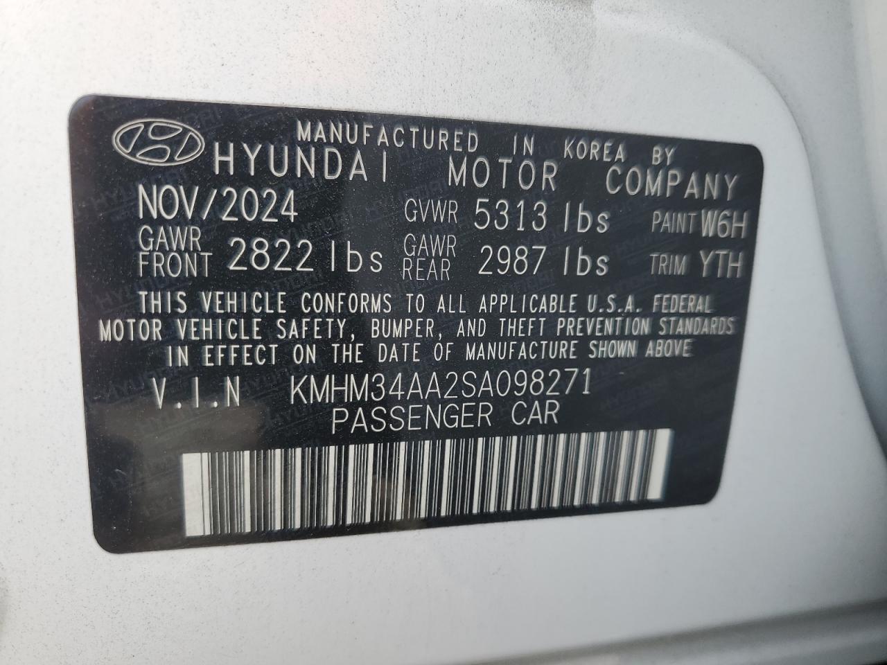 2025 Hyundai Ioniq 6 Sel VIN: KMHM34AA2SA098271 Lot: 91841575