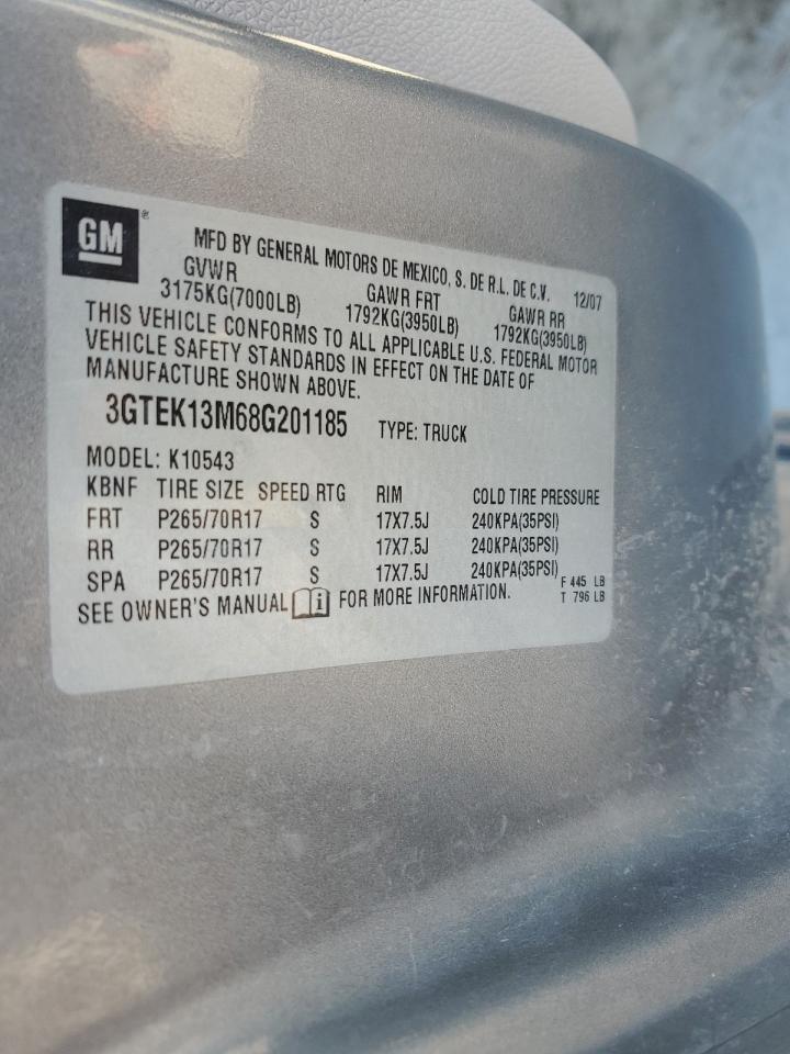 2008 GMC Sierra K1500 VIN: 3GTEK13M68G201185 Lot: 92306005