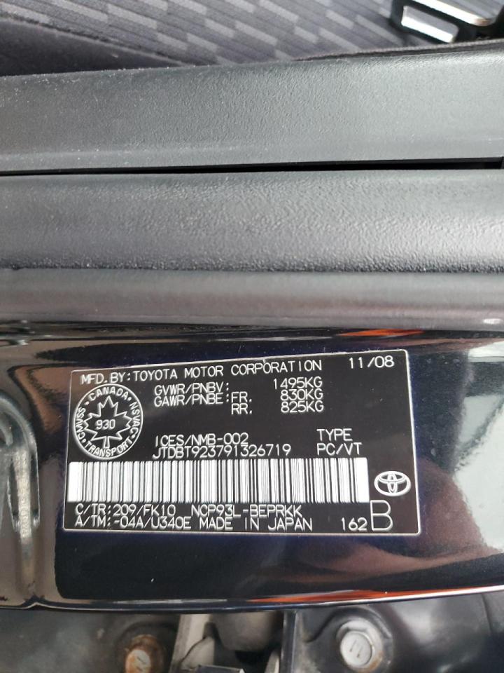 2009 Toyota Yaris VIN: JTDBT923791326719 Lot: 91872235