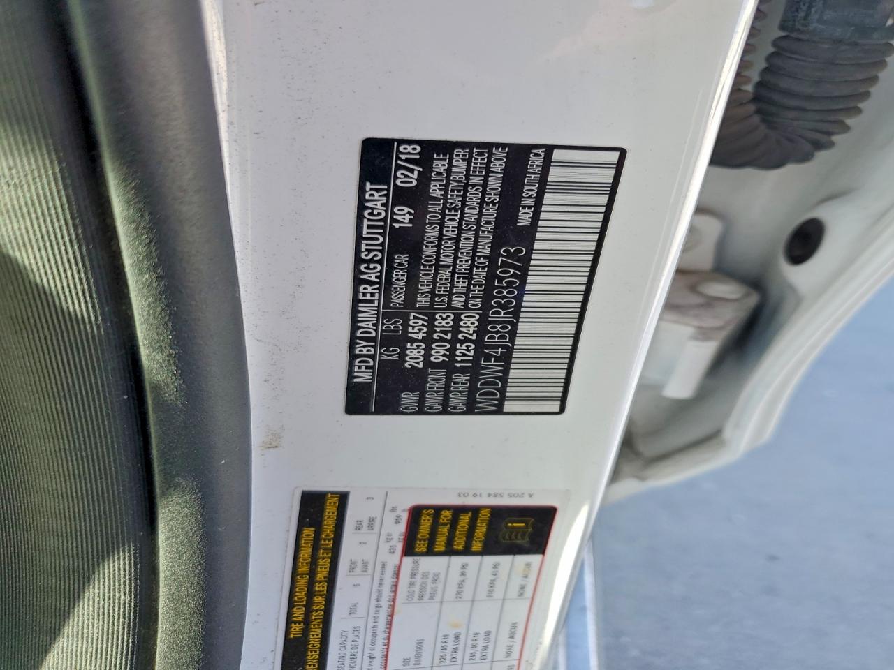 2018 Mercedes-Benz C 300 VIN: WDDWF4JB8JR385973 Lot: 91986735